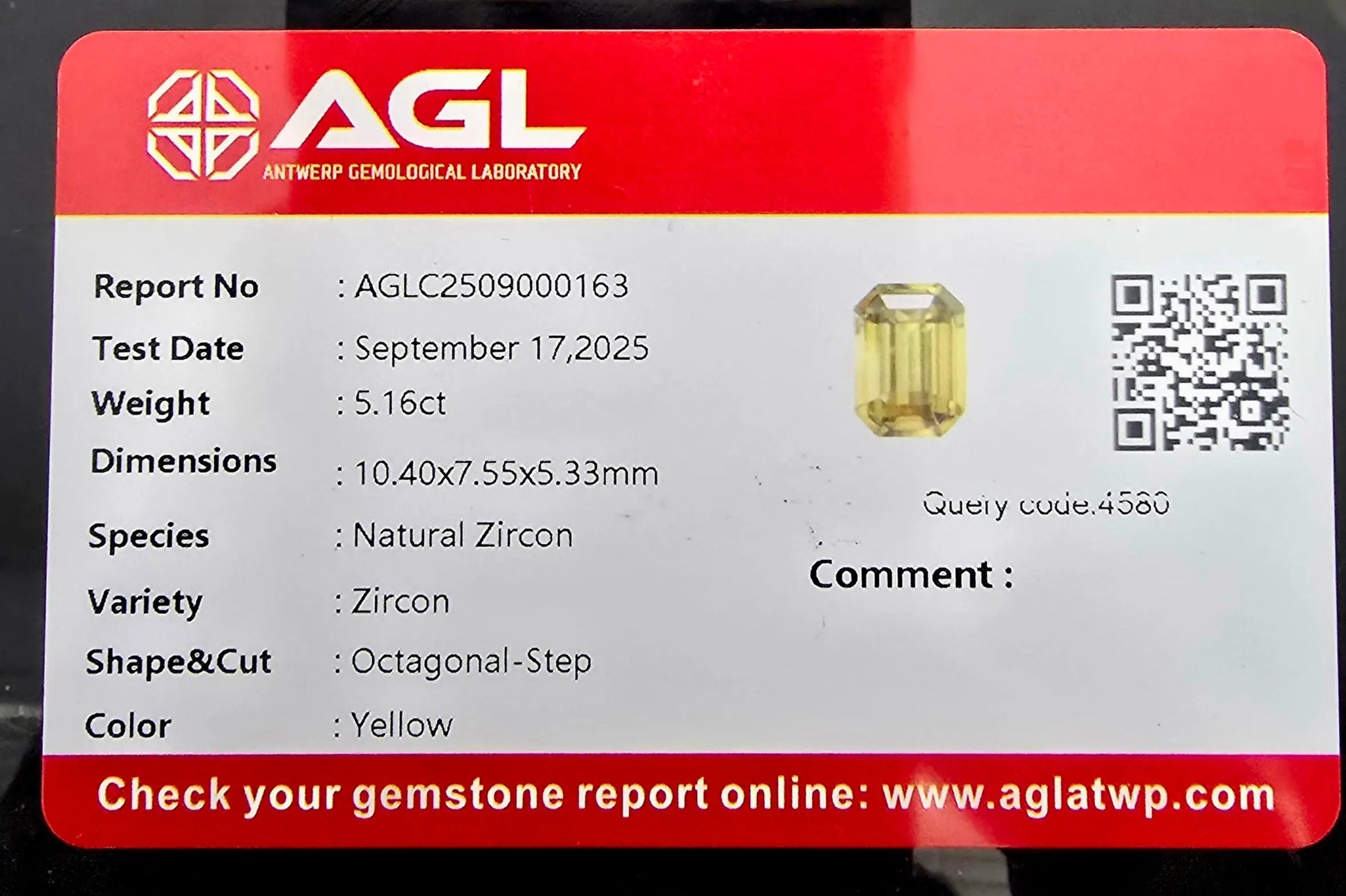 5.16Ct Natural Yellow Zircon | Rectangular | Unheated Lustrous Stones