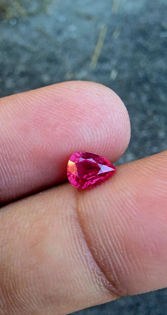 1.01ct Purplish Red Ruby | Pear | Unheated| Mozambique Origin