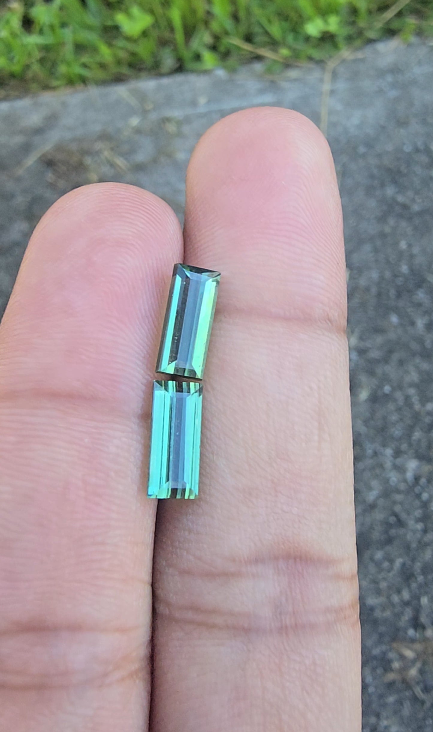 1.62ct/1.54ct Natural Green Tourmaline Pair |Rectangular| Unheated