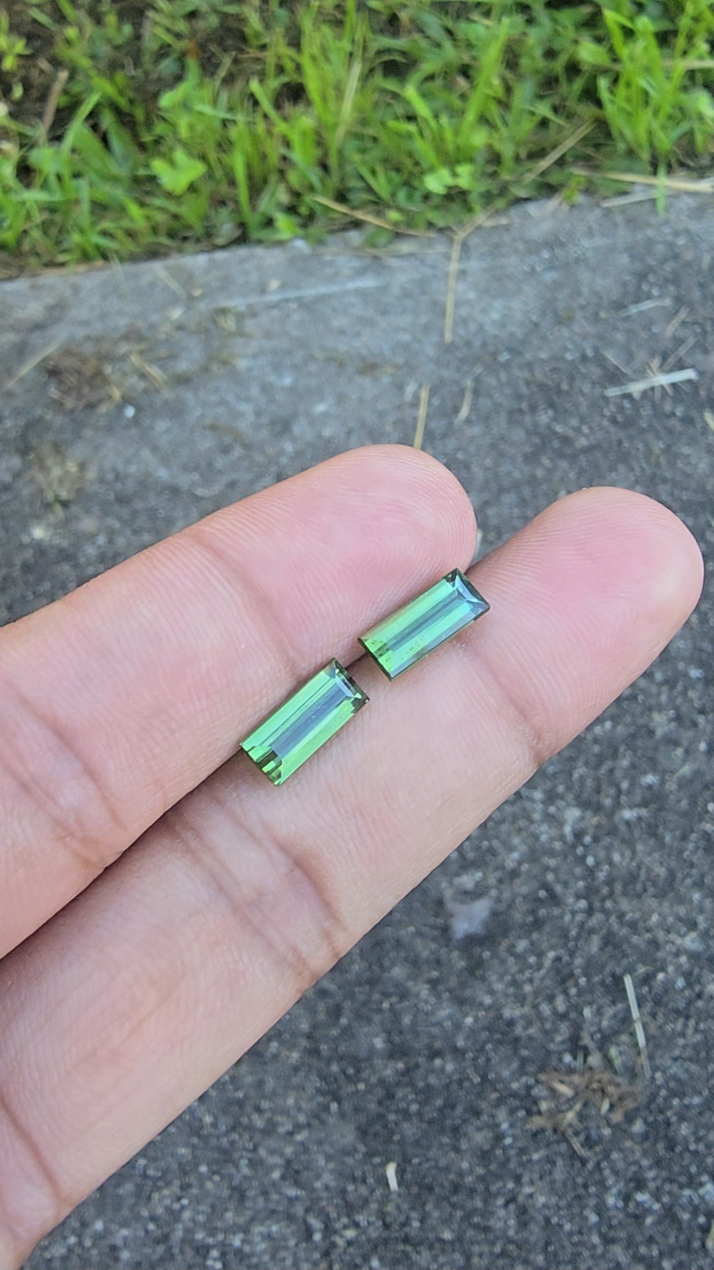1.62ct/1.54ct Natural Green Tourmaline Pair |Rectangular| Unheated