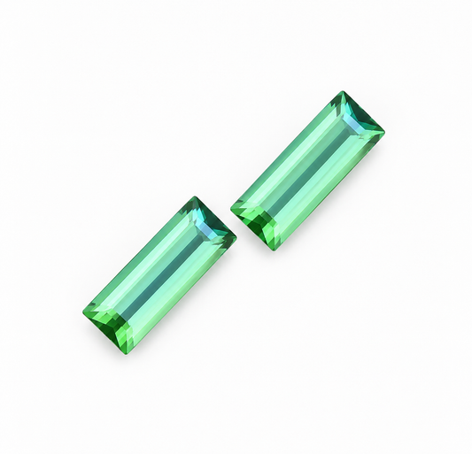 1.62ct/1.54ct Natural Green Tourmaline Pair |Rectangular| Unheated