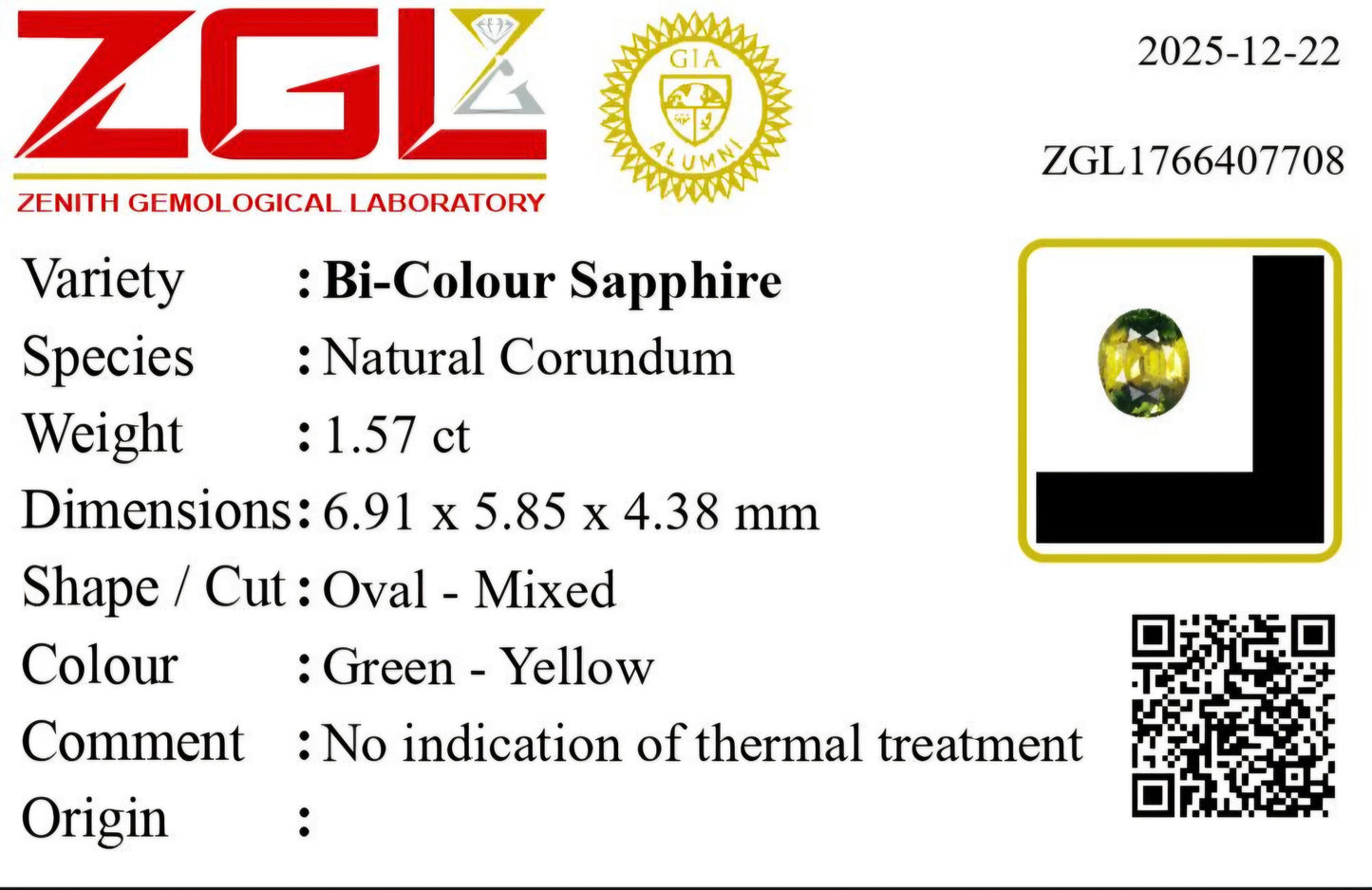 1.57ct Natural Bi-Colour Sapphire | Unheated | Oval Cut
