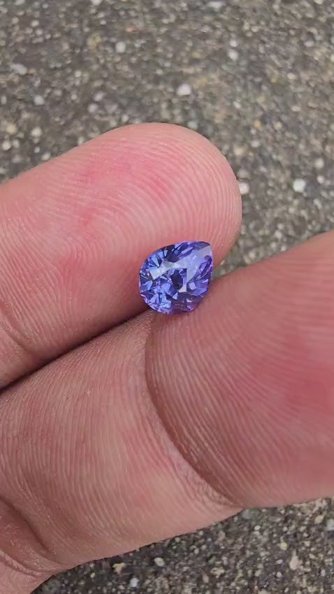 video of pear shaped 1.05ct Violet sapphire showing all angles